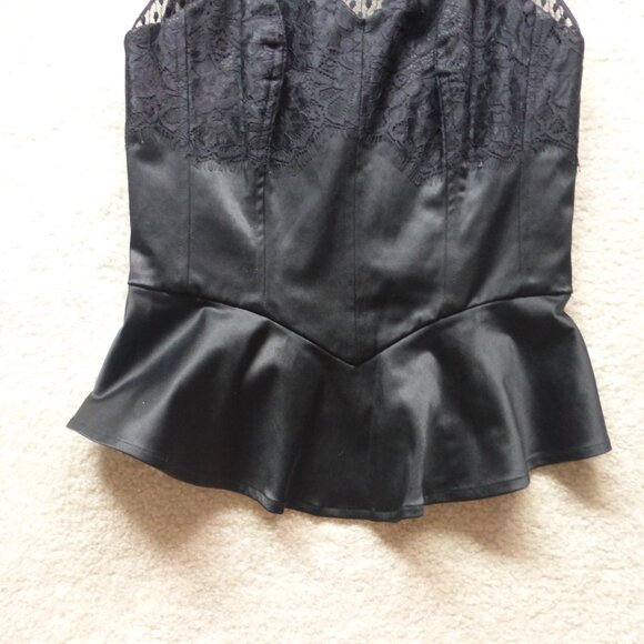 GUESS mixed satin, lace and mesh peplum top - Picture 3 of 8